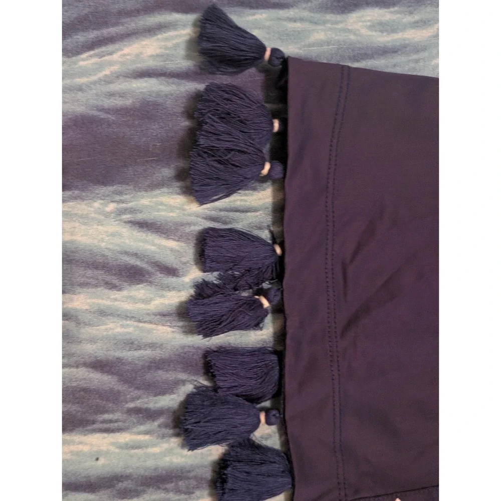 CABANA LIFE Women's Dress Beach Cover up XS Off the shoulder Tassel Navy NEW